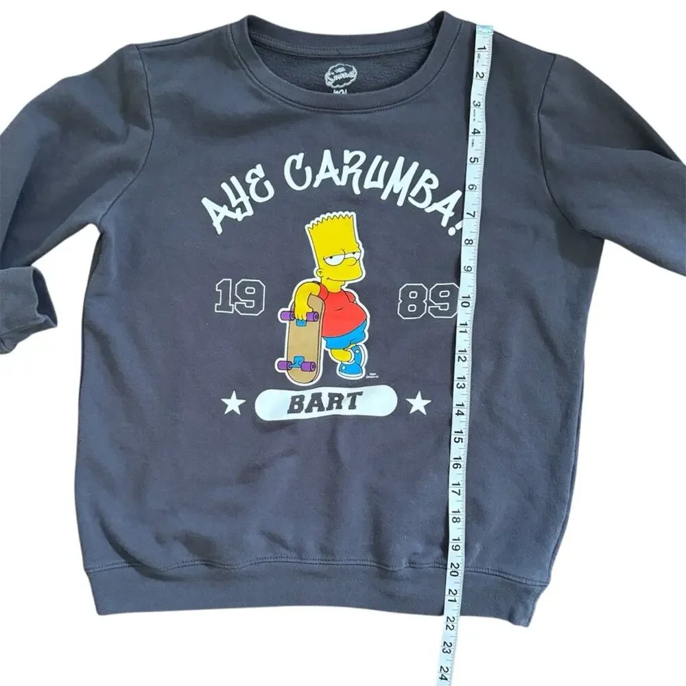 The Simpson’s Kids’ Bart Simpson “Aye Carumba”Graphic Sweatshirt Grey Size 10/12
